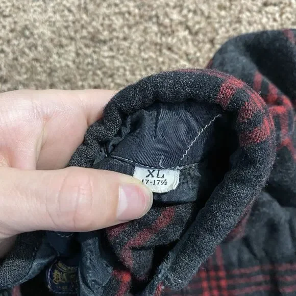 Woolshire Mens Shirt XL Red Plaid Wool Blend Flannel Button Up Long Sleeve VTG - Picture 5 of 7